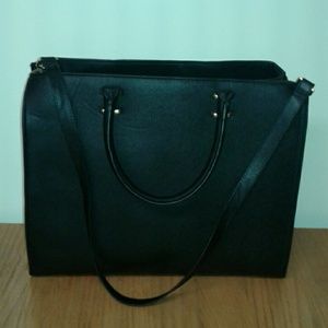 Large black shoulder tote bag with shoulder strap